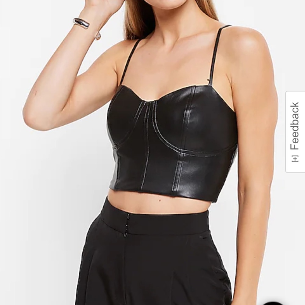 Express- Faux Leather Balconette Crop Top